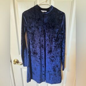 Sapphire blue long sleeve velvet dress